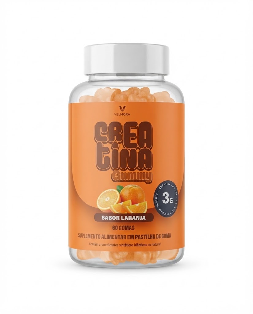 Frasco de Creatina Gummy sabor Laranja, 60 gomas