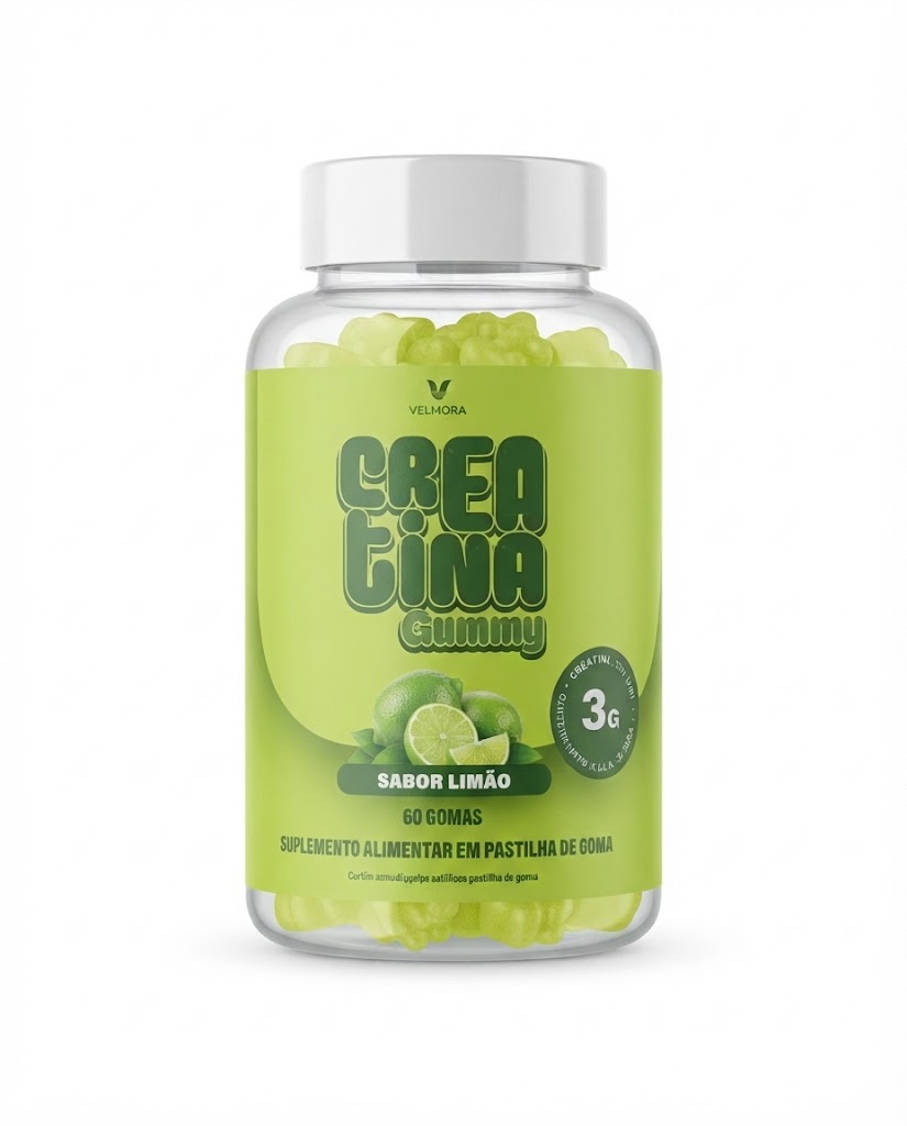 Frasco de Creatina Gummy sabor Limão, 60 gomas